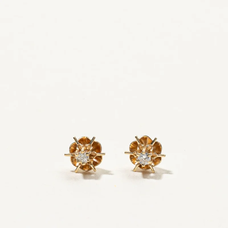 Stud Earrings with Textured Surface -Claw Set Diamond Stud Earrings | 0.04ctw |