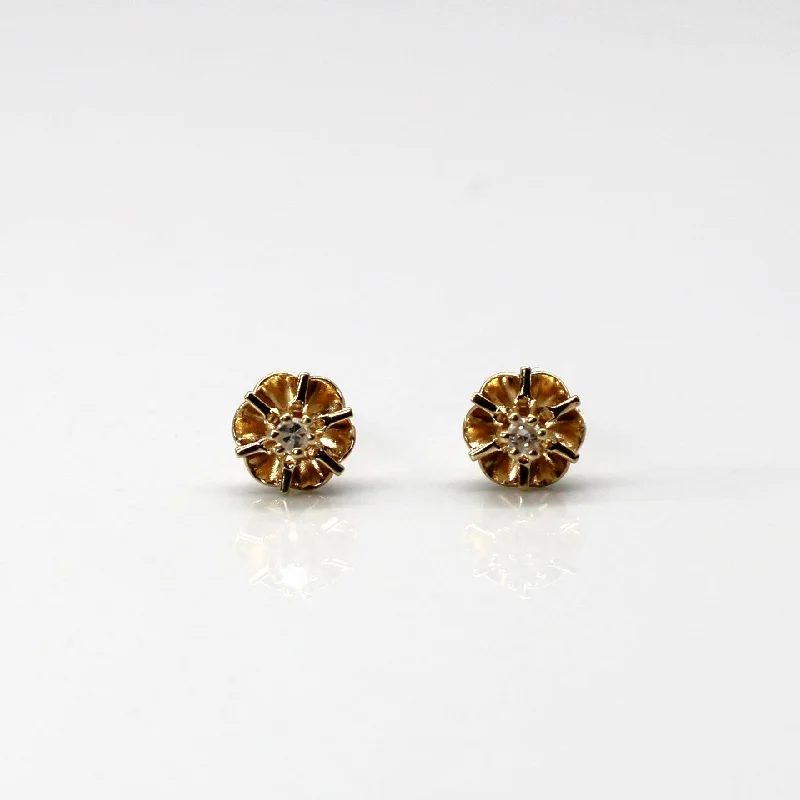 Ethnic Stud Earrings with Tribal Design -Claw Set Diamond Stud Earrings | 0.04ctw |