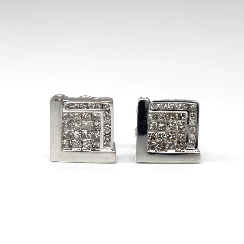 Contemporary Stud Earrings for Fashion -Cluster Diamond Stud Earrings | 1.82ctw |