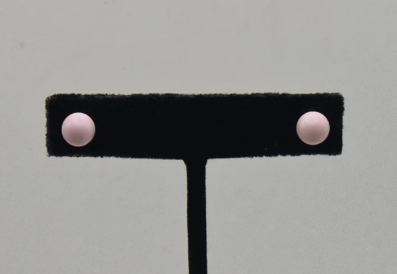 Square Stud Earrings for Modern -Vintage Pink Enamel Sphere Stud Earrings