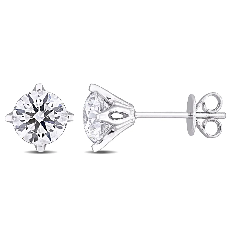 Stud Earrings for Anniversary -Created Forever 2ct TW Lab-Grown Diamond Solitaire Stud Earrings in 14K White Gold