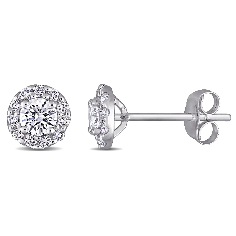 Stud Earrings for Prom Night -Created Forever 3/4ct TW Lab-Grown Diamond Halo Stud Earrings in 14k White Gold