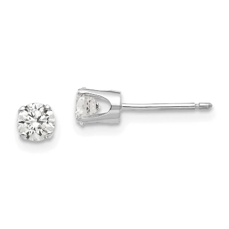 Crystal Stud Earrings for Sparkle -Curata 14k White Gold Polished Post Earrings 4mm Cubic Zirconia Stud Earrings