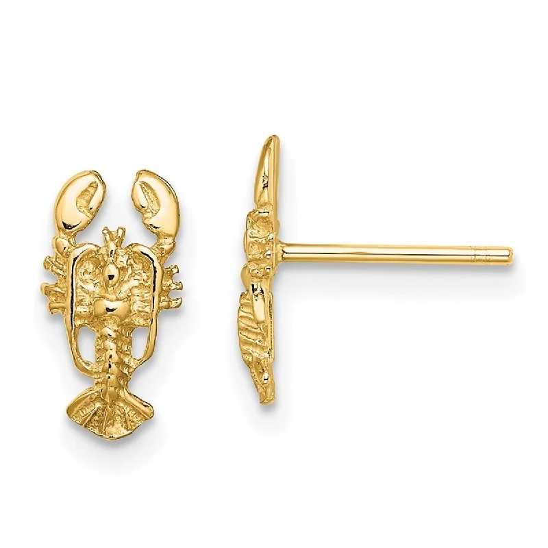 Ethnic Stud Earrings with Tribal Design -Curata 14k Yellow Golds 2 d Lobster Stud Earrings - 10.7x5.75mm