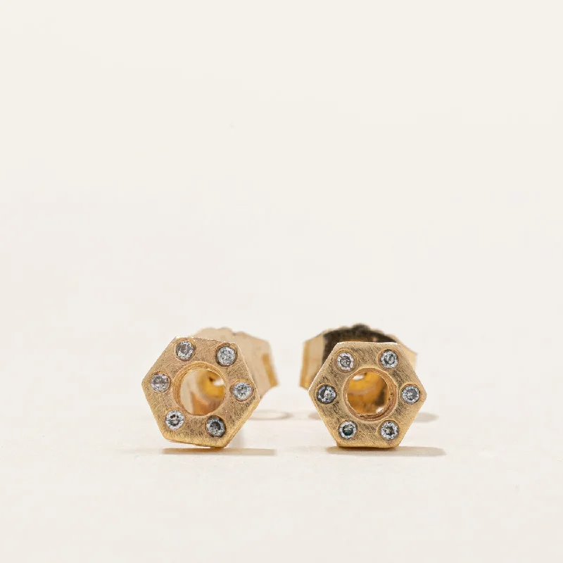 Tarnish Resistant Stud Earrings for Longevity -Diamond Bolt Stud Earrings | 0.04ctw |