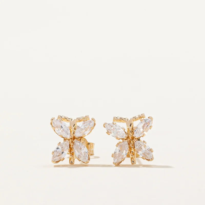 Stud Earrings with Textured Surface -Diamond Butterfly Stud Earrings | 0.61ctw |