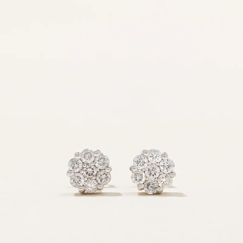 Stud Earrings with Matte Finish -Diamond Cluster Stud Earrings | 0.33ctw |