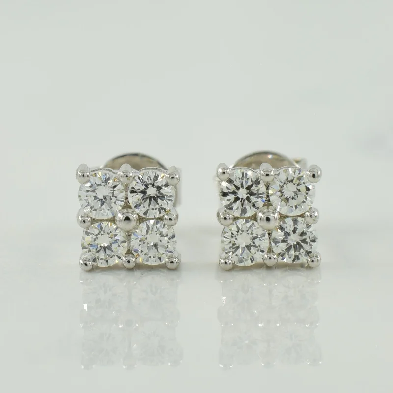 Stud Earrings with Chevron Designs -Diamond Cluster Stud Earrings | 0.40ctw |