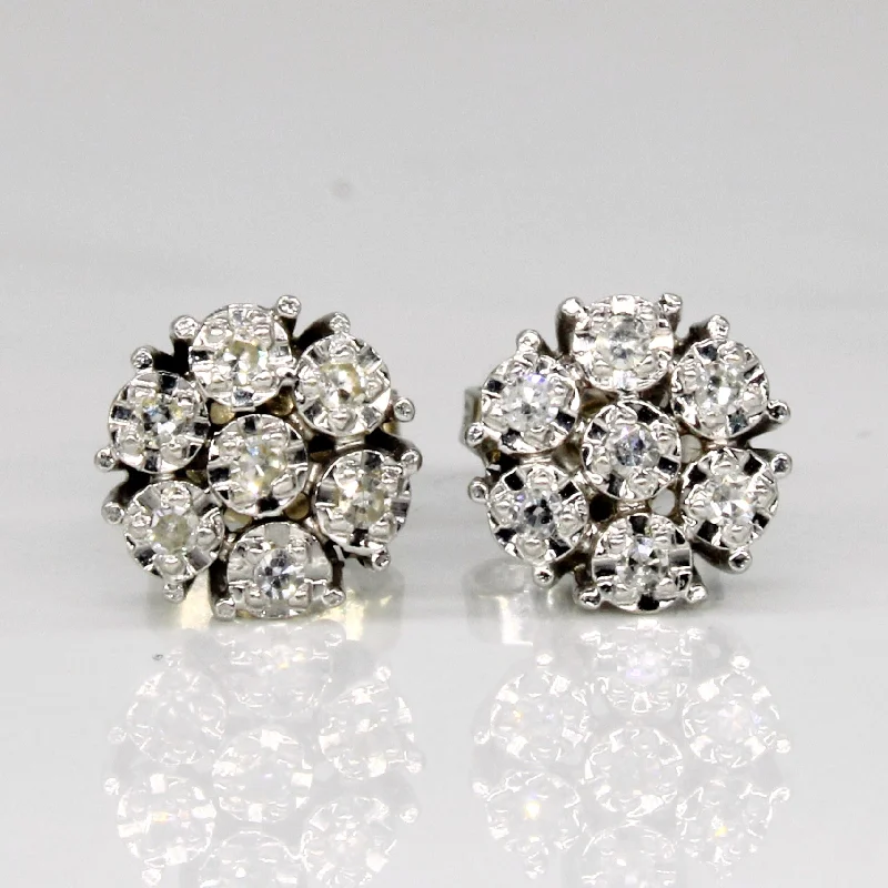 Stud Earrings for Party Look -Cluster Diamond Stud Earrings | 0.14ctw |