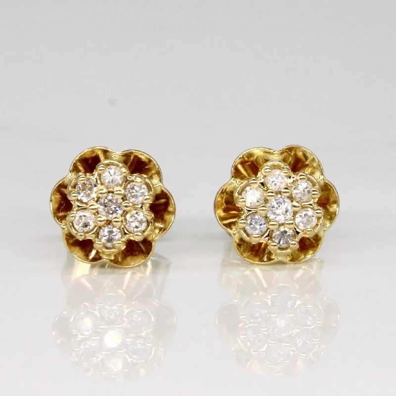 Stud Earrings for Bridesmaids Look -Cluster Diamond Stud Earrings | 0.14ctw |