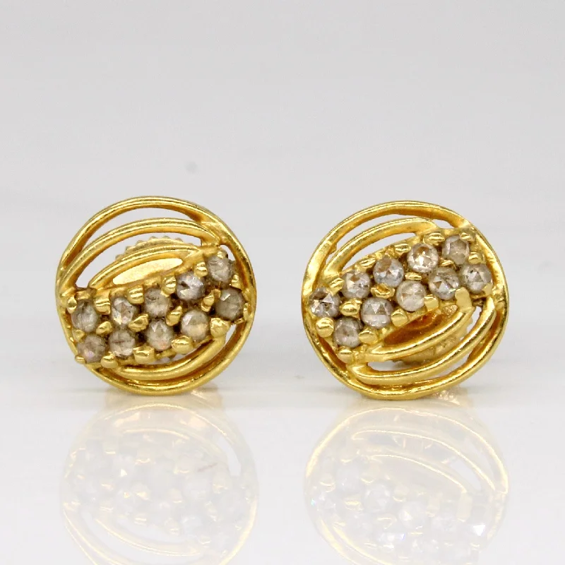 Stud Earrings for Christmas Party -22k Yellow Gold Rose Cut Diamond Stud Earrings | 0.30ctw |