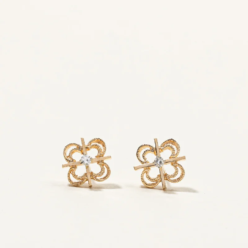 Stud Earrings for Birthday Celebration -Diamond Filigree Gold Stud Earrings | 0.04ctw |