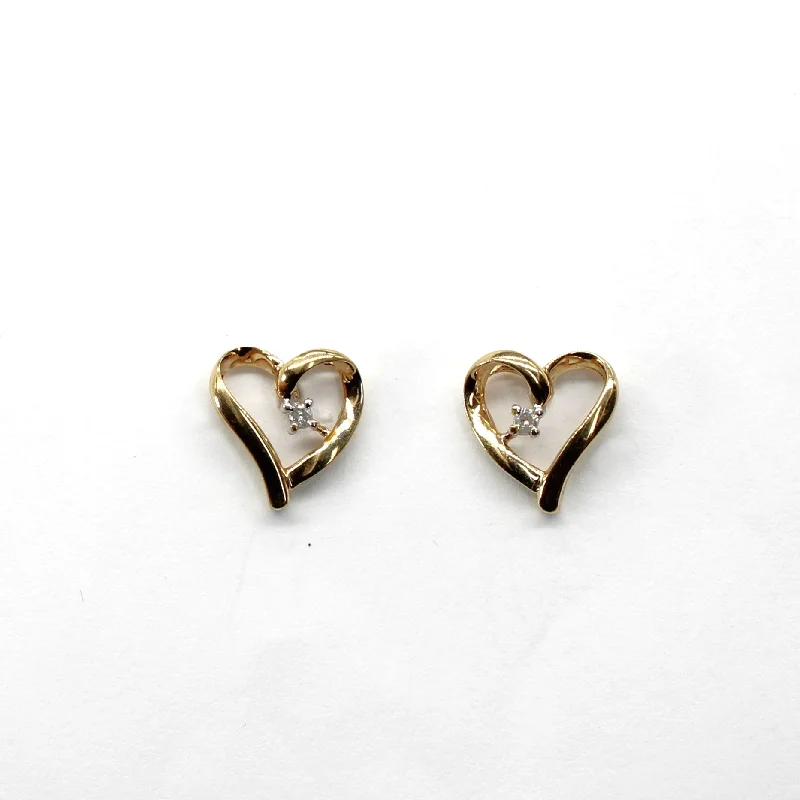 Triple Stud Earrings for Layered -Diamond Heart Stud Earrings | 0.02ctw |