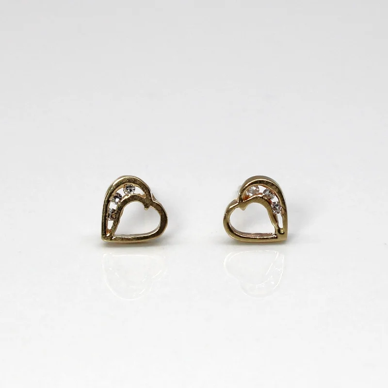 Indian Stud Earrings with Intricacy -Diamond Heart Stud Earrings | 0.03ctw |