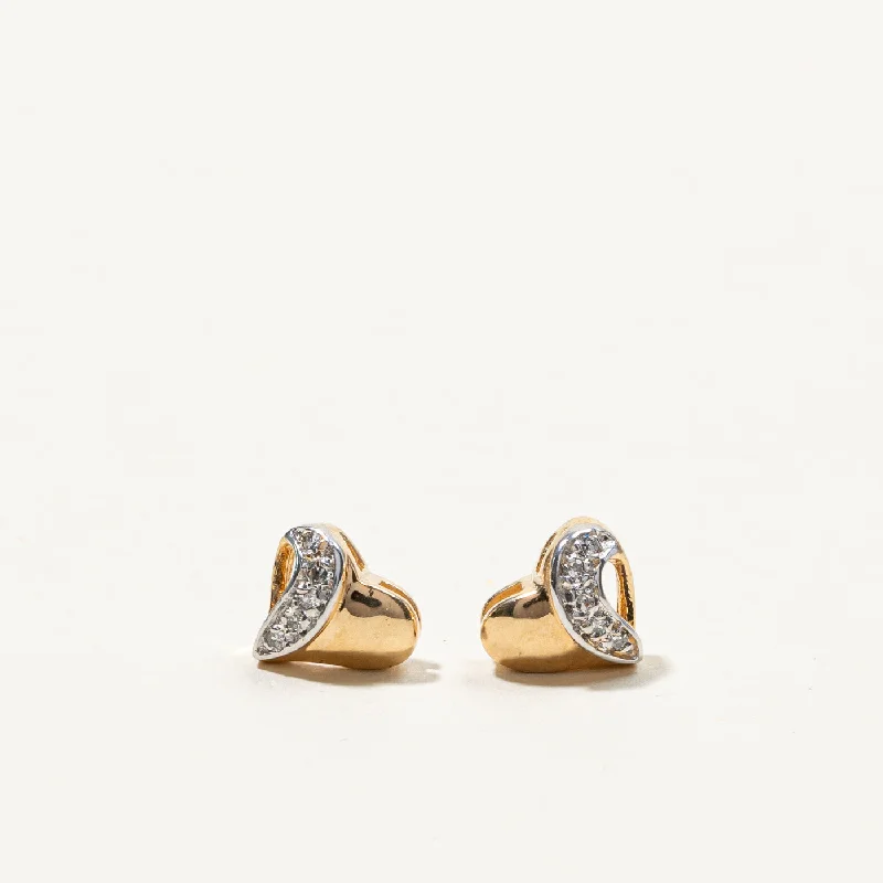 Stud Earrings with Embossed Patterns -Diamond Heart Stud Earrings | 0.08ctw |