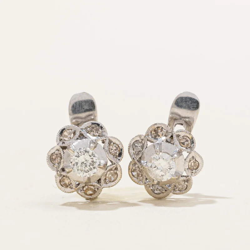 Lightweight Stud Earrings for All Day -Diamond Flower Stud Earrings | 0.58ctw |