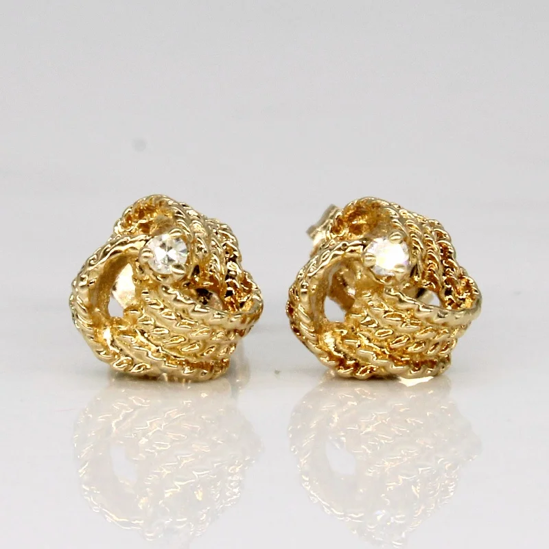 Stud Earrings for Birthday Celebration -14k Yellow Gold Diamond Knot Stud Earrings | 0.04ctw |