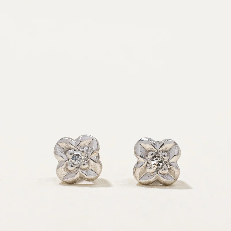 Stud Earrings with Floral Motifs -Diamond Stud Earrings | 0.01ctw |