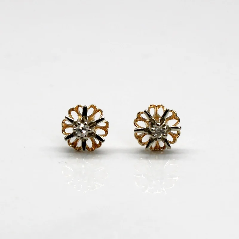 Heart Shaped Stud Earrings for Love -Flower Design Diamond Stud Earrings | 0.03ctw |