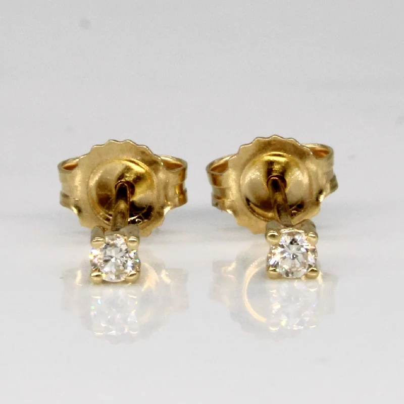 Stud Earrings with Polished Shine -14k Yellow Gold Diamond Stud Earrings | 0.06ctw |