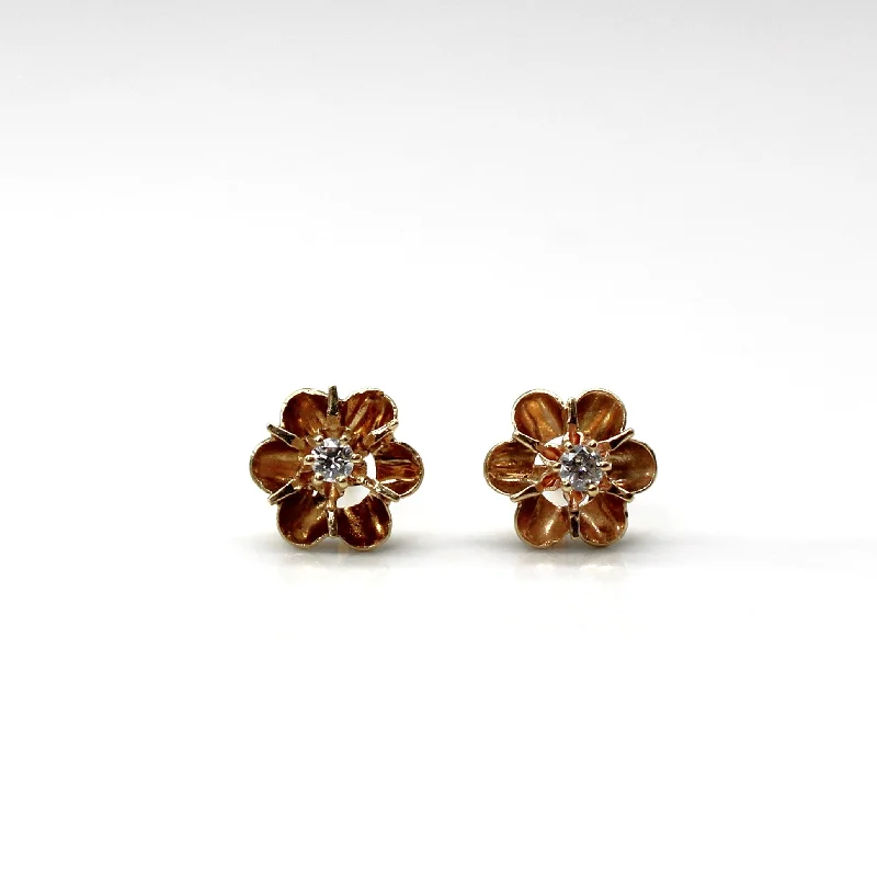 Animal Print Stud Earrings for Fun -Flower Design Diamond Stud Earrings | 0.08ctw |