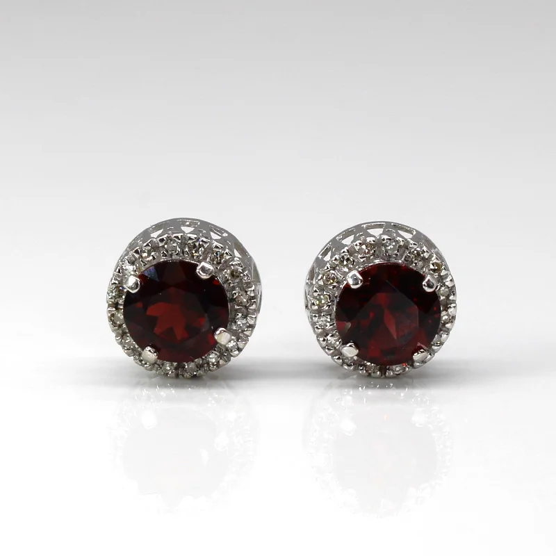 Animal Print Stud Earrings for Fun -Garnet & Diamond Stud Earrings | 3.20ctw |0.16ctw |