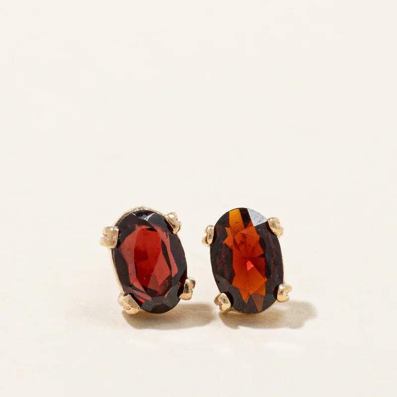 Push Back Stud Earrings for Convenience -Garnet Stud Earrings | 1.00ctw |