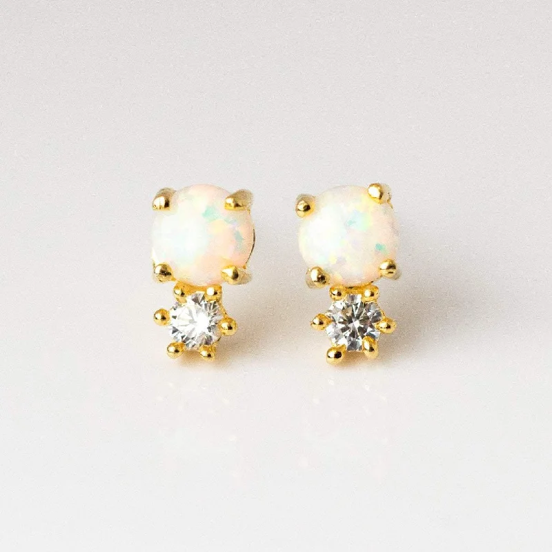 Hippie Stud Earrings with Beads -Gemstone Doublet Stud Earrings