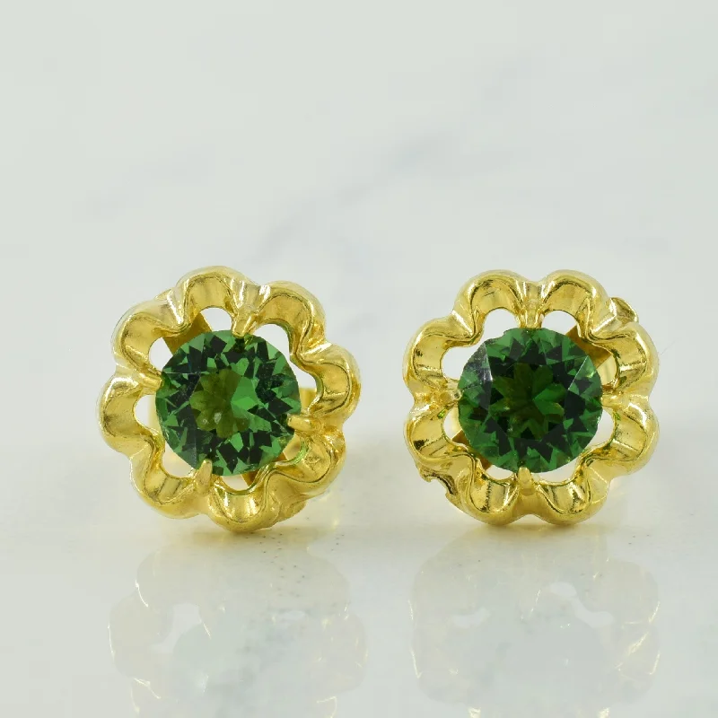 Stud Earrings with Filigree -Glass Stud Earrings | 1.00ctw |