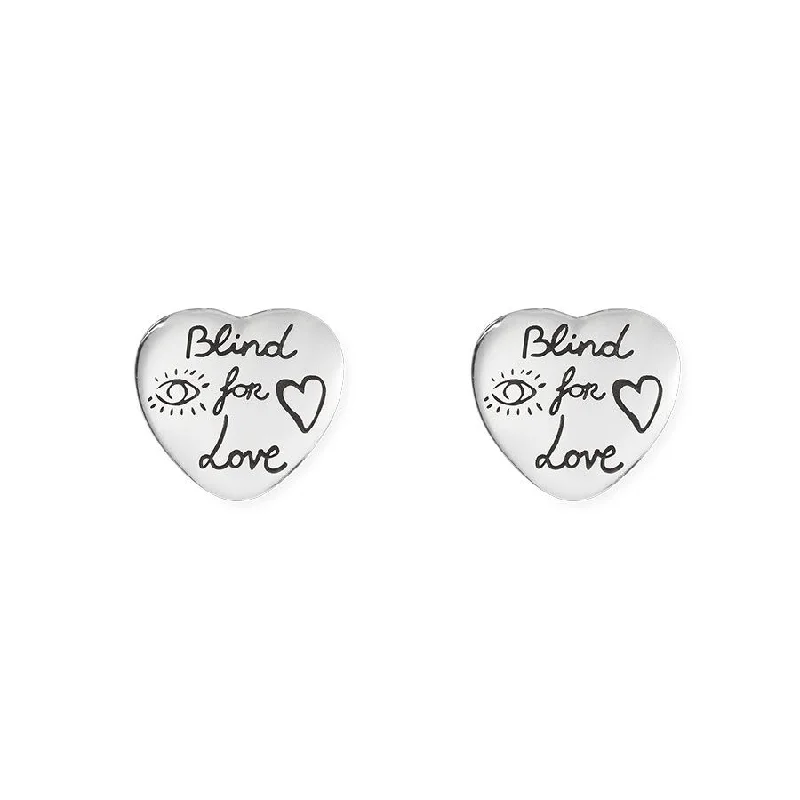 Magnetic Closure Stud Earrings for Easy -Gucci Silver Blind for Love Stud Earrings