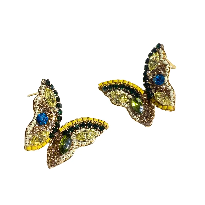 Stud Earrings with Crown Designs -Karen Butterfly Cluster Stud Earrings