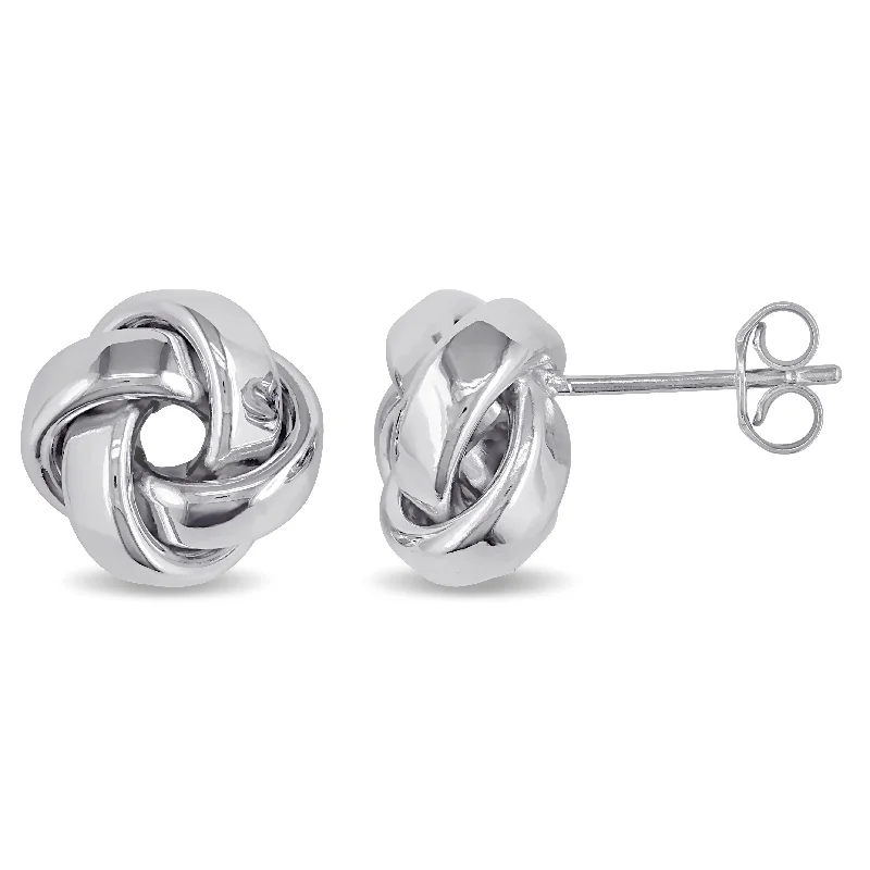 Retro Stud Earrings for Nostalgia -Mimi & Max Love Knot Stud Earrings in 10k White Gold