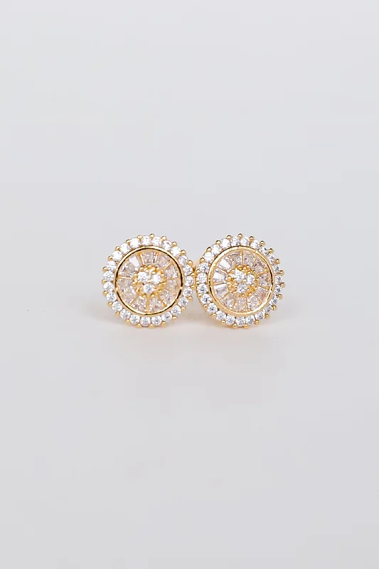 Stud Earrings for Formal Attire -Naomi Gold Rhinestone Stud Earrings