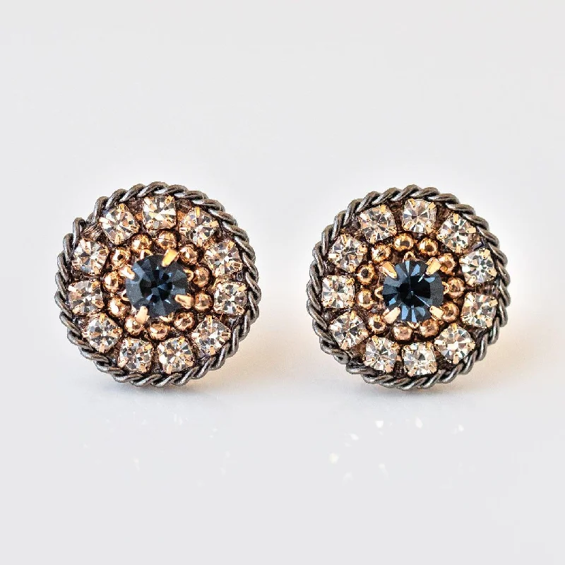 Stud Earrings with Textured Surface -Odyssey Stud Earrings in Midnight