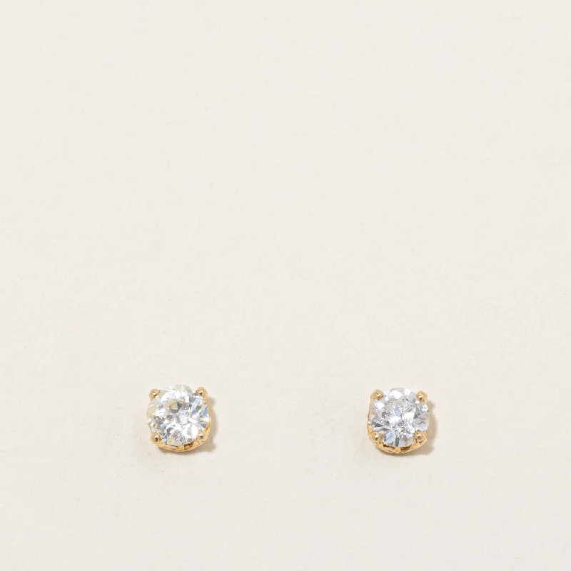 Minimalist Stud Earrings with Simplicity -Vintage Old European Cut Diamond Stud Earrings | 1.12ctw SI1 J/K |