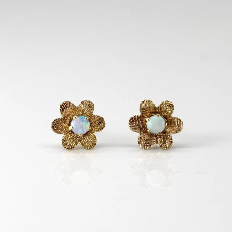 Ethnic Stud Earrings with Tribal Design -Opal Stud Earrings | 0.12ctw |