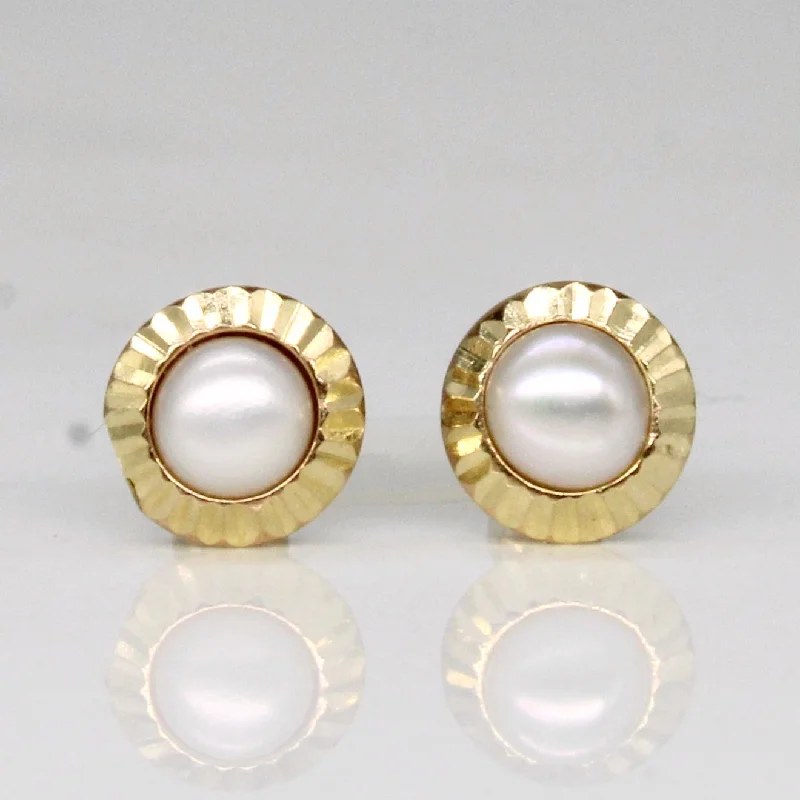 Pearl Stud Earrings for Elegance -14k Yellow Gold Pearl Stud Earrings