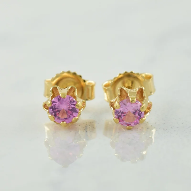 Stud Earrings with Polished Shine -Pink Topaz Stud Earrings | 0.20ctw |