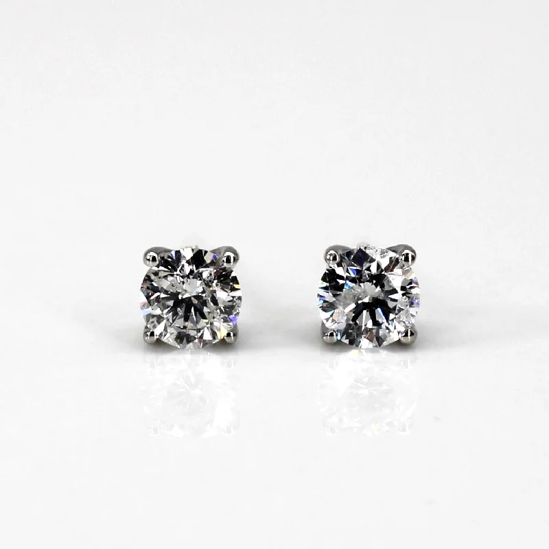 Silver Stud Earrings for Men -Prong Set Diamond Stud Earrings | 0.96ctw |