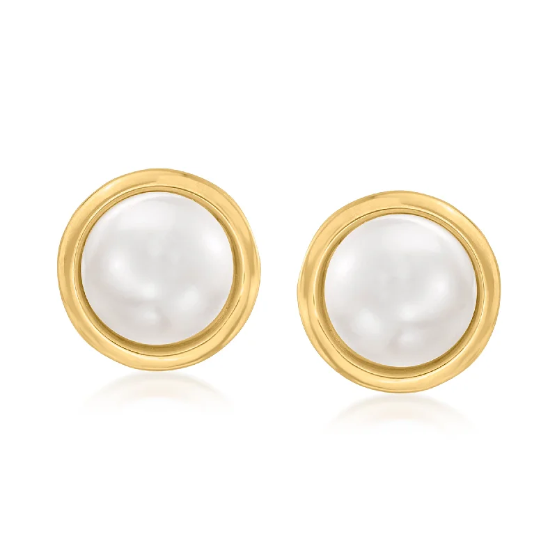 Heavy Duty Stud Earrings for Durability -Ross-Simons 7mm Cultured Button Pearl Stud Earrings in 14kt Yellow Gold