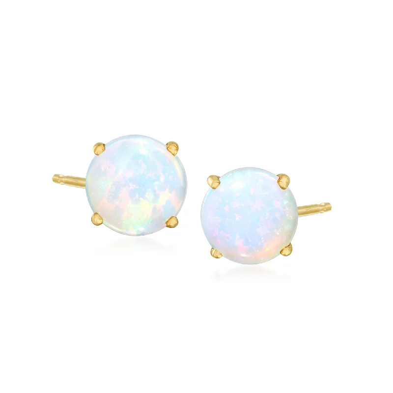 Maximalist Stud Earrings for Bling -Ross-Simons Opal Stud Earrings in 14kt Yellow Gold