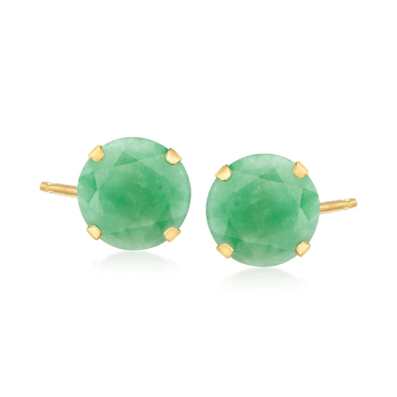 Stud Earrings for Everyday Glamour -Ross-Simons 8mm Jade Martini Stud Earrings in 14kt Yellow Gold