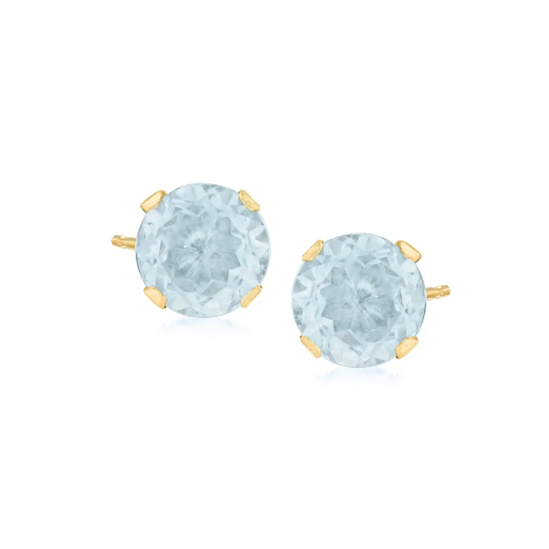 Crystal Stud Earrings for Sparkle -Ross-Simons Aquamarine Martini Stud Earrings in 14kt Yellow Gold