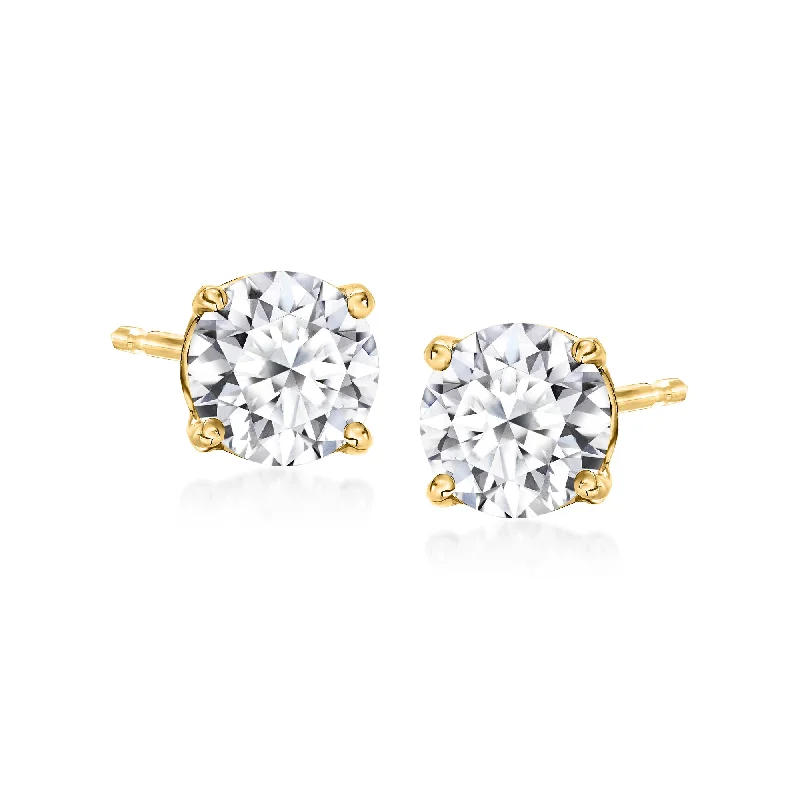 Detachable Stud Earrings with Charms -Ross-Simons Lab-Grown Diamond Stud Earrings in 14kt Yellow Gold