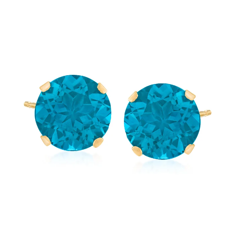 Round Stud Earrings for Classic -Ross-Simons London Blue Topaz Martini Stud Earrings in 14kt Yellow Gold