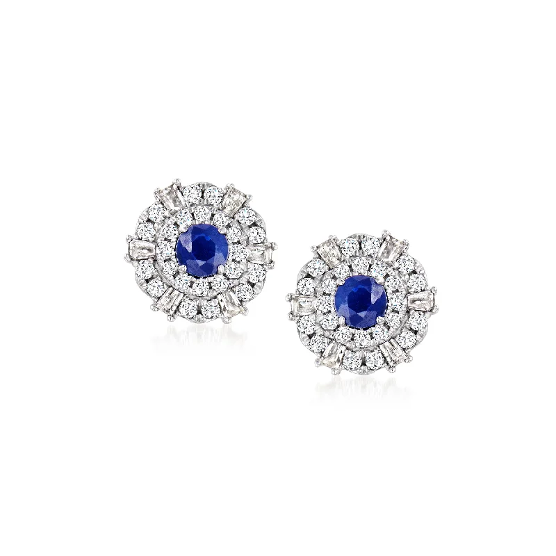 Star Shaped Stud Earrings for Charm -Ross-Simons Sapphire and . Diamond Stud Earrings in 14kt White Gold