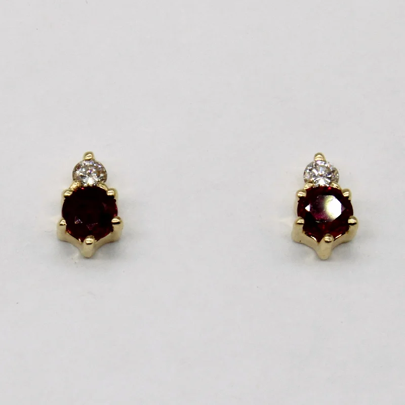 Stud Earrings with Infinity Symbols -Ruby & Diamond Stud Earrings | 0.40ctw, 0.09ctw |