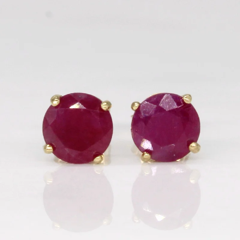 Large Stud Earrings for Statement -Ruby Stud Earrings | 1.00ctw |