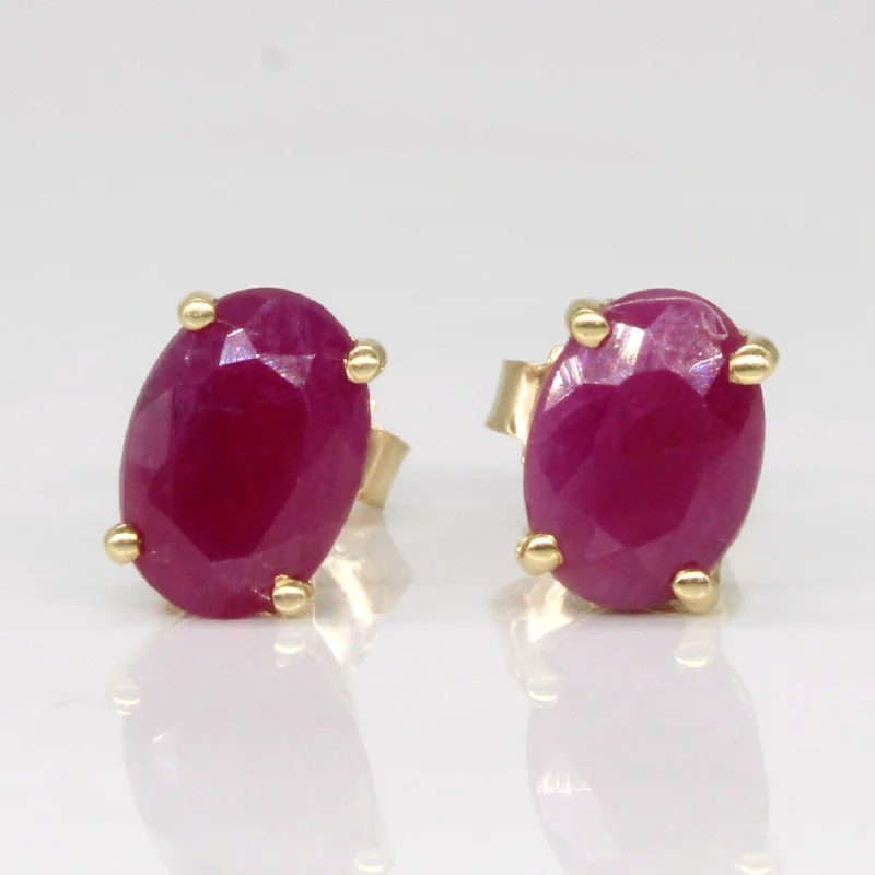 Pearl Stud Earrings for Elegance -Ruby Stud Earrings | 1.60ctw |