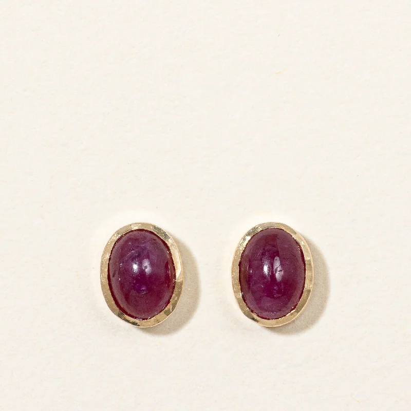 Stud Earrings with Rhinestones -Ruby Stud Earrings | 0.90ctw |